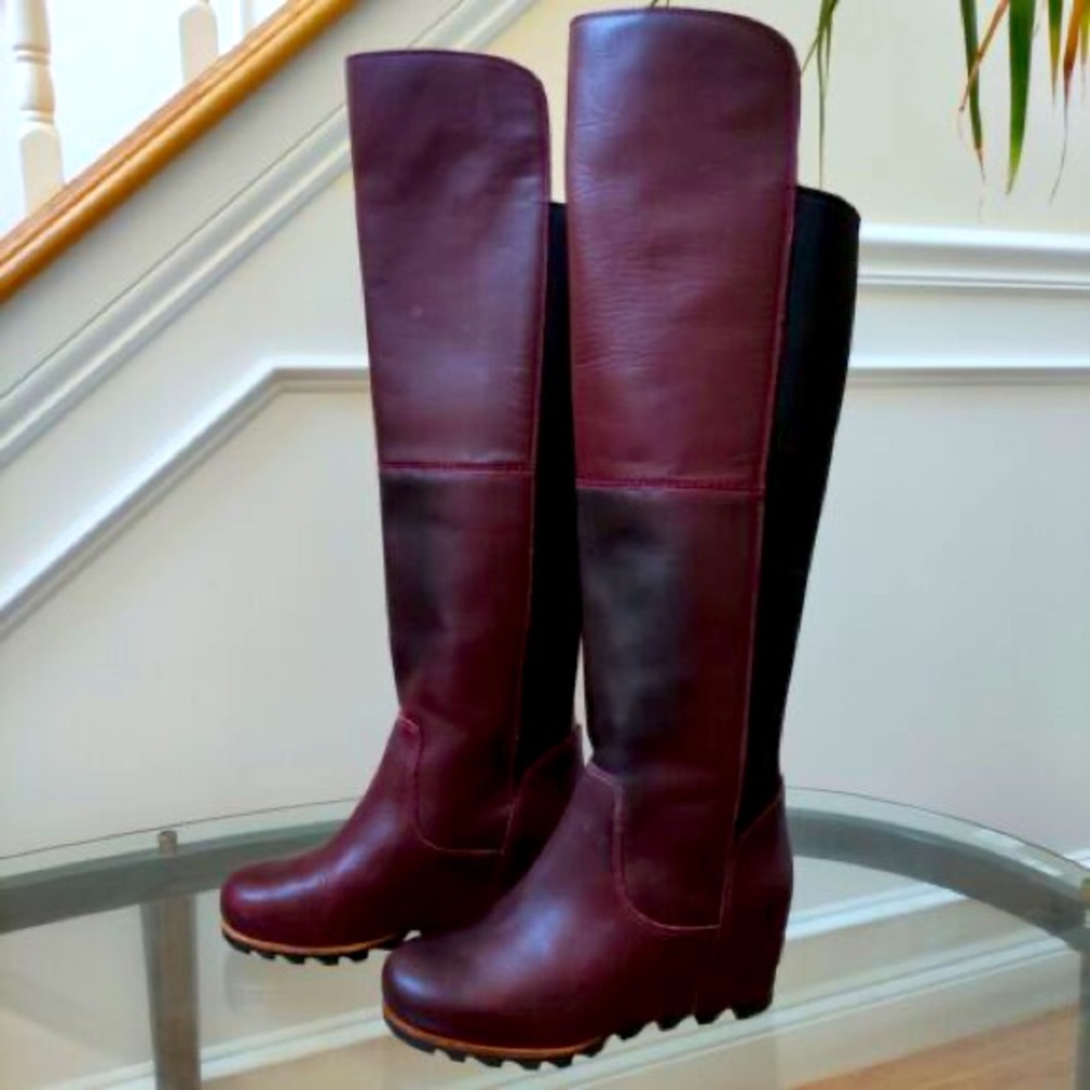 SOREL Fiona Over the Knee OTK leather boots (Wine)